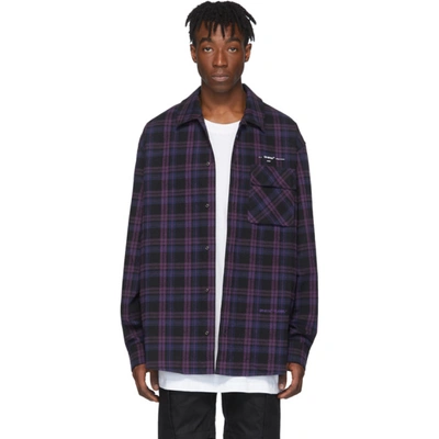 Off-white Black Flannel Check Shirt In Violet Whit