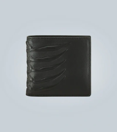 Alexander Mcqueen Black Ribcage-debossed Leather Wallet