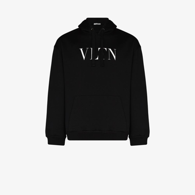 Valentino Vltn Logo Print Hoodie In Black