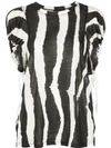 Proenza Schouler Striped Puff-sleeve Novelty Tee In Black