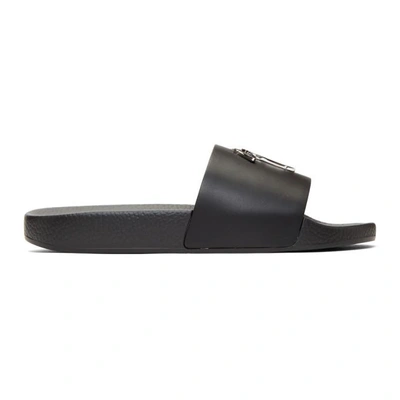 Giuseppe Zanotti Logo Embossed Slide Sandals In Black