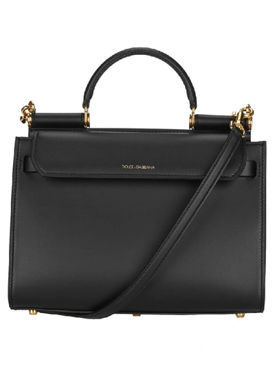 Dolce & Gabbana Small Sicily 62 Bag In Black