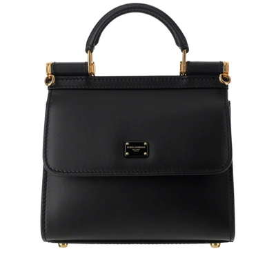 Dolce & Gabbana Small Calfskin Sicily 58 Bag In Nero