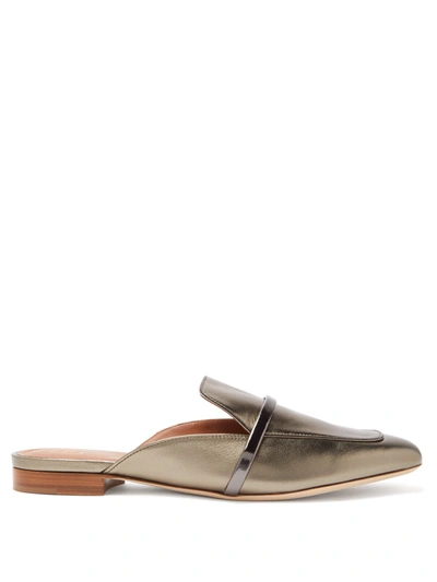 Malone Souliers Jada Metallic-leather Backless Loafers In Pewter/pewter