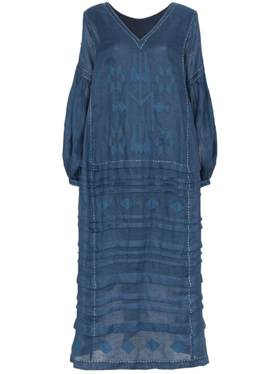 Vita Kin Neptune Embroidered Midi Dress In Blue