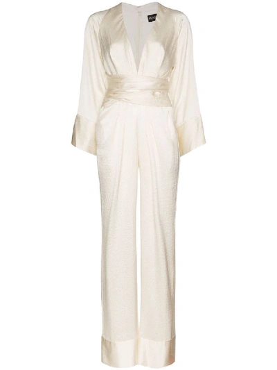 Haney Blythe Tie-waist Silk Jumpsuit In White