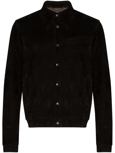 Ajmone Suede Buttoned Shirt Jacket In Black