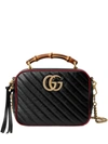 Gucci Gg Marmont Small Shoulder Bag With Bamboo In Black