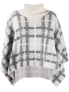 Le Kasha Argylle Checked Cashmere Turtleneck Poncho In Beige