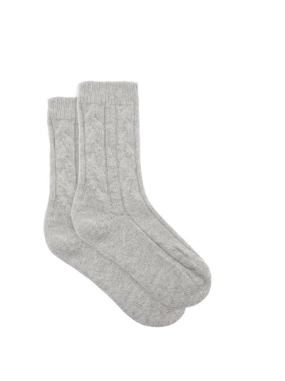 Johnstons Of Elgin Cable-knit Cashmere Bed Socks In Grey