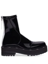 Fendi Two-tone Glossed-neoprene Platform Ankle Boots In Black