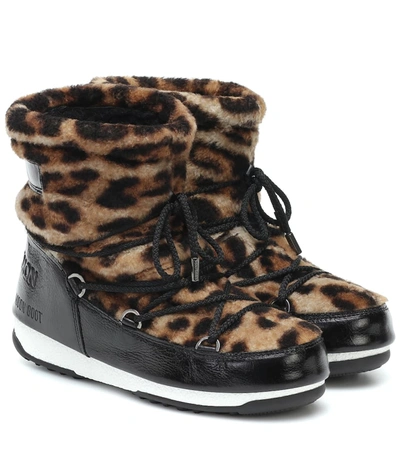Yves Salomon Moon Boot Leopard-print Shearling And Patent-leather Snow Boots In Leopard Print