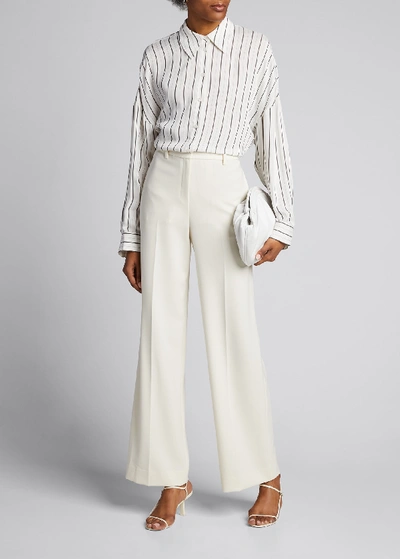 Theory Admiral Crepe Wide-leg Trousers In Rice