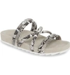 Jslides Tess Strappy Slide Sandal In Black/ White Embossed Leather