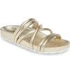Jslides Tess Strappy Slide Sandal In Gold Metallic Leather