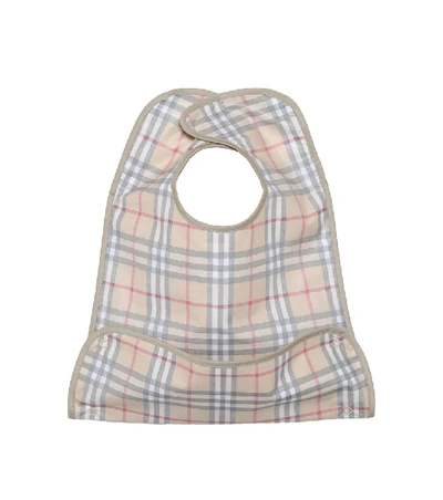 Burberry Babies' Kids Coated Check Cotton Bib In Multicoloured