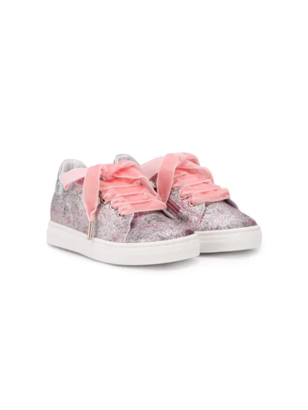 Monnalisa Kids' Floral Glitter Sneakers In Pink ModeSens