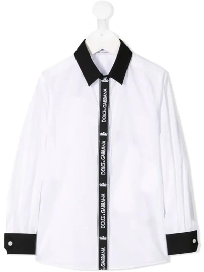 Dolce & Gabbana Kids' Contrast Trim Shirt In White