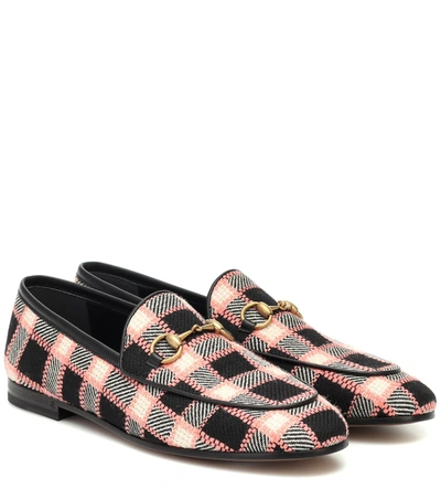 Gucci Jordaan Checked Tweed Loafers In Black