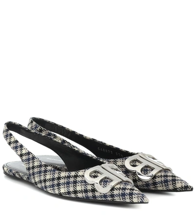 Balenciaga Bb Checked Slingback Ballet Flats In Multicoloured