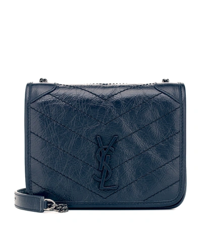 Saint Laurent Niki Mini Leather Shoulder Bag In Blue