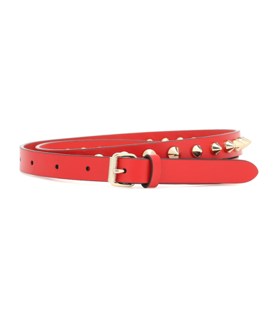 Christian Louboutin Loubispikes Leather Belt In Red