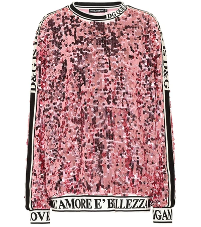 Dolce & Gabbana Sequined Sweatshirt In Pink
