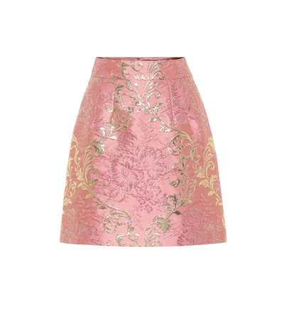 Dolce & Gabbana Brocade Lamé Miniskirt In Pink