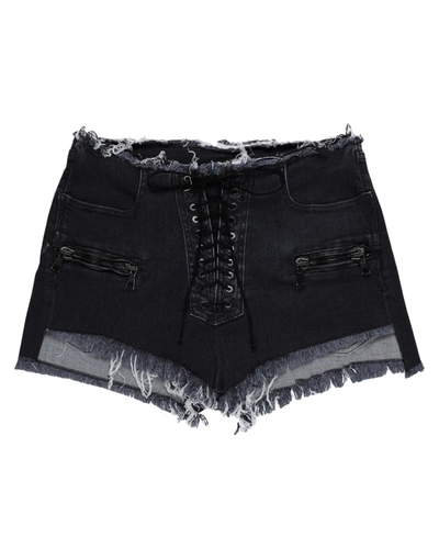 Ben Taverniti Unravel Project Woman Denim Shorts Black Size 28 Cotton, Elastomultiester, Elastane, V