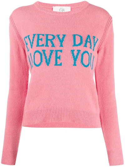 Alberta Ferretti Everyday I Love You Sweater In Pink & Blue