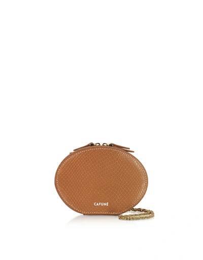 Cafuné Handbags Caramel Leather Egg Chain Shoulder Bag