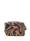 Ganni Zebra Leather Cross-body Camera Bag In Brown