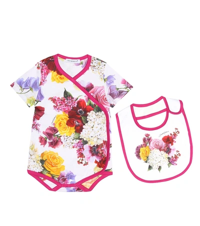 Dolce & Gabbana Babies' Bodysuit And Bib Set In Pink