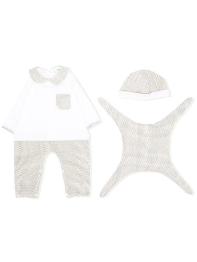 Fendi Baby Onesie, Hat And Comforter Set In White