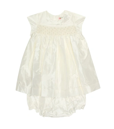 Bonpoint Baby Maruska Silk Dress And Bloomers Set In White