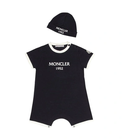 Moncler Baby Bodysuit And Hat Set In Blue | ModeSens