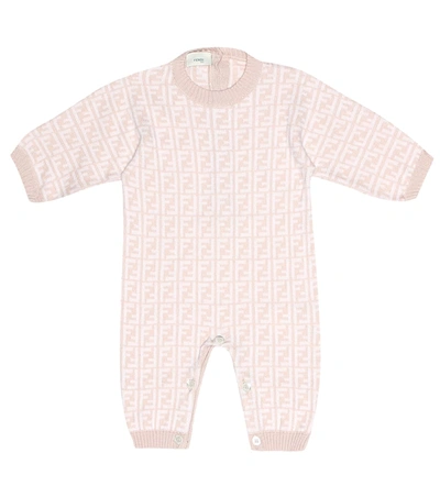 Fendi Babies' Cotton And Cashmere Onesie In Pink