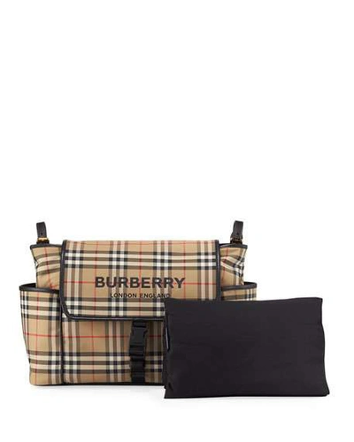 Burberry Check Diaper Bag In Beige