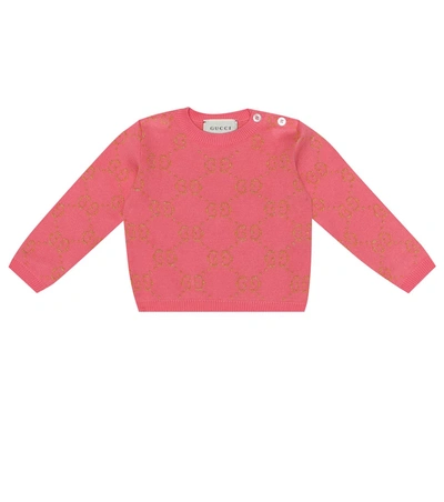 Gucci Baby Intarsia Cotton-blend Sweater In Pink