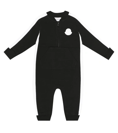 Moncler Baby Stretch-cotton Onesie In Black