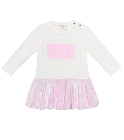 Versace Baby Cotton Dress And Bloomers Set In Pink