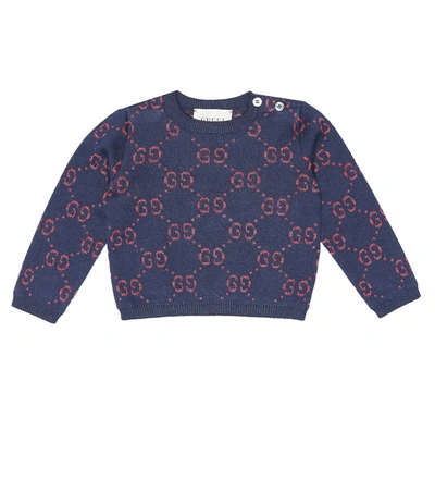 Gucci Baby Gg Cotton-blend Sweater In Blue