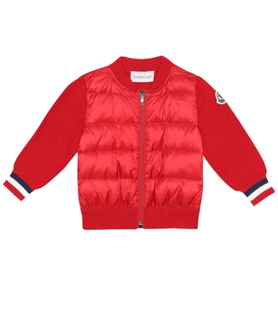 Moncler Baby Down And Wool-blend Jacket In Red