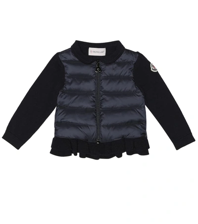 Moncler Baby Quilted Down And Knit Jacket In Blue