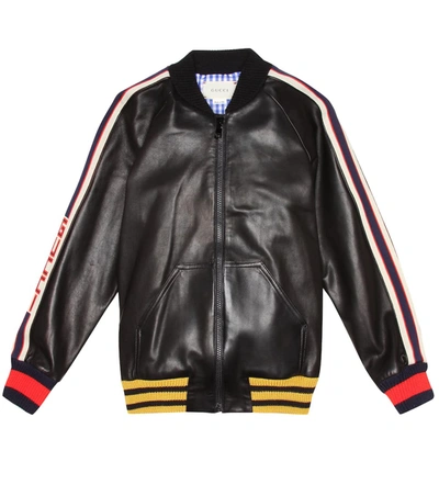 Gucci Kids' Leather Jacket In Black