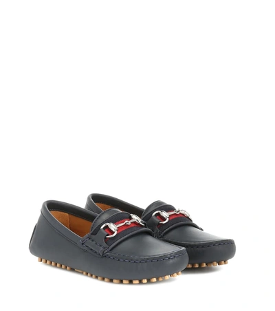 Gucci Kids' Leather Loafers In Blue