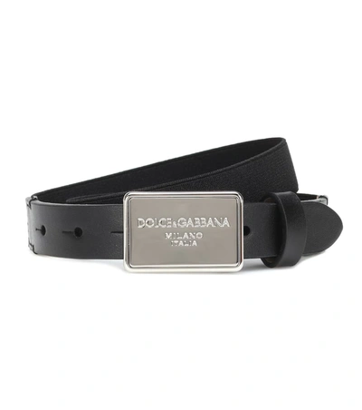 Dolce & Gabbana Kids' Leather-trimmed Belt In Black