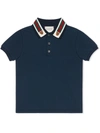 Gucci Kids' Stretch-cotton Polo Shirt In Blue