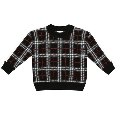 Burberry Kids' Donnie Check Wool Sweater In Black