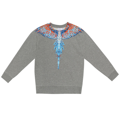 Marcelo Burlon Of Milan Kids' Wings Cotton-blend Sweater In Grey
